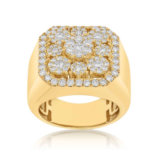 Men&#39;s Cluster Diamond Ring 2.28 ct. 10k Yellow Gold