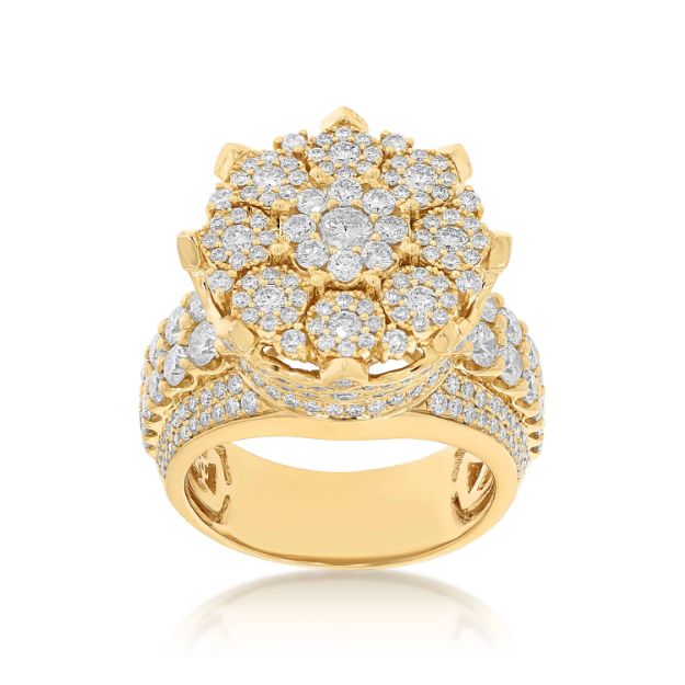 Men&#39;s Cluster Crown Diamond Ring 4.30 ct. 10k Yellow Gold