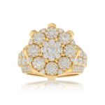 Men&#39;s Cluster Crown Diamond Ring 4.30 ct. 10k Yellow Gold