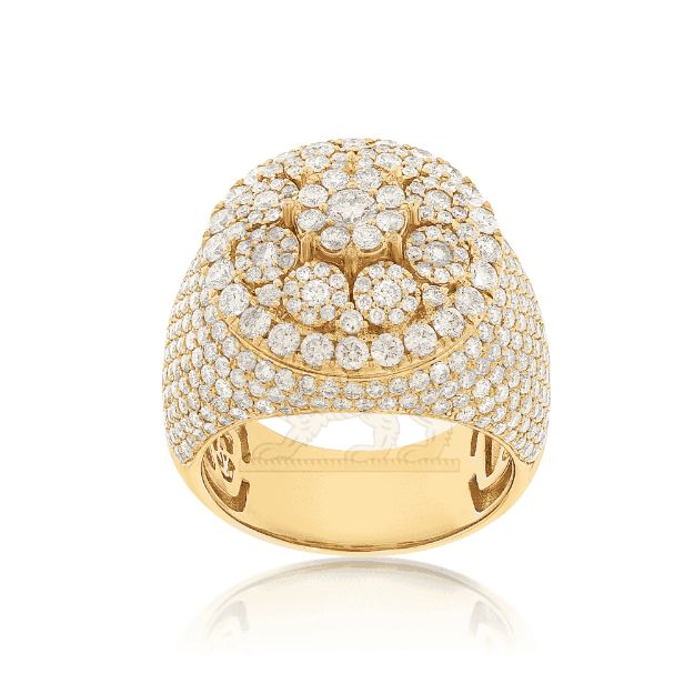 Men&#39;s Cluster Diamond Ring 4.60 ct. 14k Yellow Gold