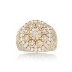 Men&#39;s Cluster Diamond Ring 4.60 ct. 14k Yellow Gold