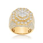 Men&#39;s Octagon Shaped Diamond Ring 4.61 ct. 14k Yellow Gold