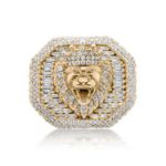 Diamond Lion Head Ring 3.32 ct. 14K Yellow Gold