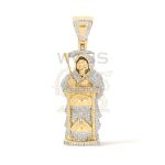 Diamond Reaper Santa Muerte Hourglass Pendant 1.46 ct. 10k Yellow Gold