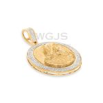 Diamond Mother Mary Oval Medallion Pendant 0.41 ct. 10k Yellow Gold