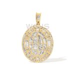 Diamond Mother Mary Oval Medallion Pendant 0.41 ct. 10k Yellow Gold