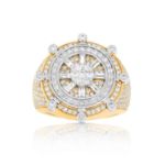 Men&#39;s Diamond Nautical Wheel Ring 2.83 ct. 14k Yellow Gold