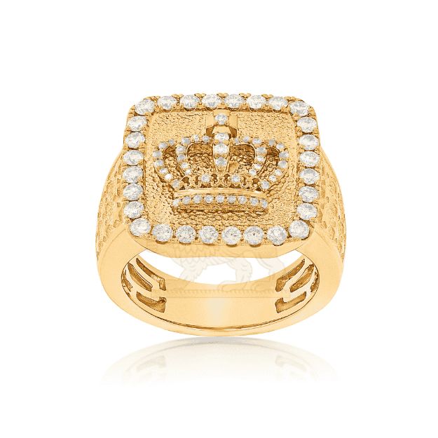 Men&#39;s Diamond Crown Design Ring 1.20 ct. 10k Yellow Gold