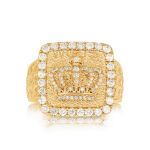 Men&#39;s Diamond Crown Design Ring 1.20 ct. 10k Yellow Gold