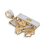 Diamond Mario in a Safe Pendant 0.97 ct. 10k Yellow Gold