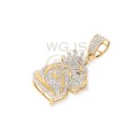 Diamond Lion Head Crown Side Profile Pendant 0.60 ct. 10k Yellow Gold