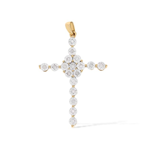 Diamond Cross Pendant   0.13 ct. 10K Yellow Gold