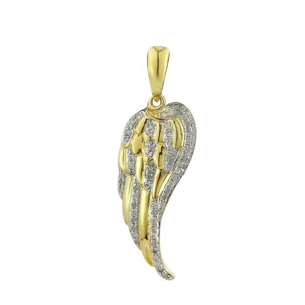 Diamond Angel Wing Pendant - 0.26ct 10K yellow Gold