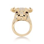 Diamond Bull&#39;s Head Ring 2.50 ct. 10K Yellow Gold