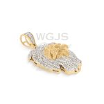 Diamond pendant lion head with a diamond mane and solid gold face and diamond bail .86CT 10k yellow gold