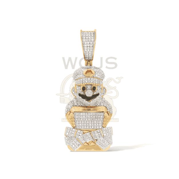 Diamond Mario Money Case Pendant 0.73 ct. 10k Yellow Gold