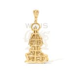 Diamond Mother Mary and Jesus Religious Pendant 0.85 ct. 10k Yellow Gold