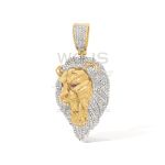 Diamond Lion Head Roaring Pendant 0.54 ct. 10k Yellow Gold