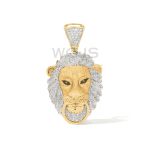 Diamond Lion Head Pendant 0.93 ct. 10k Yellow Gold 13.93 g  1.3 inch