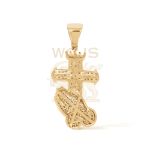 Diamond Cross and Prayer Hands Pendant 0.53 ct. 10k Yellow Gold