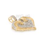 Diamond Heart Shaped Loving Horses Pendant 0.42 ct. 10k Yellow Gold