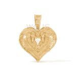 Diamond Heart Shaped Loving Horses Pendant 0.42 ct. 10k Yellow Gold