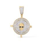 Diamond Skull Head Compass Medallion 0.59 ct. 10k Yellow Gold