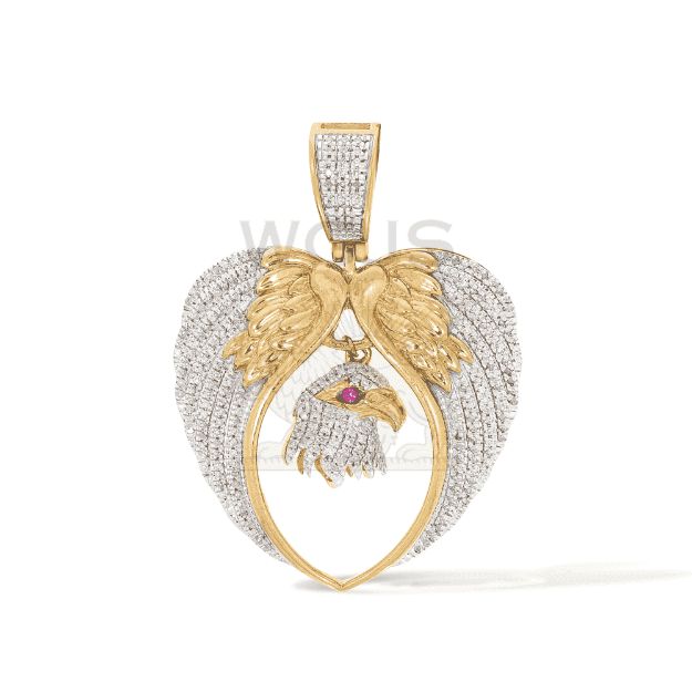 Diamond Eagle Head In Wings Pendant 0.41 ct. 10k Yellow Gold