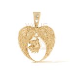 Diamond Eagle Head In Wings Pendant 0.41 ct. 10k Yellow Gold