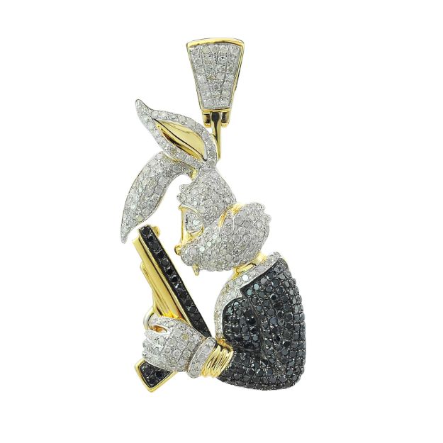 Diamond Bugs Bunny Pendant  1.87 ct. 10K Yellow Gold