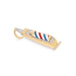 Diamond Enamel Barber Clippers 0.29 ct. 10k Yellow Gold