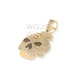 Diamond Skull Head Money Sign Pendant 1.24 ct. 10k Yellow Gold