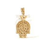 Diamond Skull Head Money Sign Pendant 1.24 ct. 10k Yellow Gold