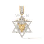 Diamond Lion Head 6 Point Star Pendant 1.30 ct. 10k Yellow Gold