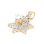 Diamond Lion Head 6 Point Star Pendant 1.30 ct. 10k Yellow Gold