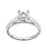 Plain Engagement Ring Mounting 14K White Gold