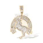 Diamond Horse and Horseshoe Pendant 0.97 ct. 10k Yellow Gold