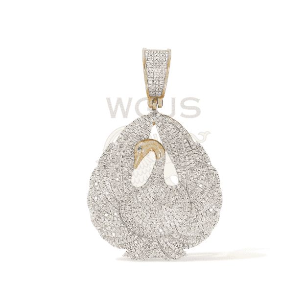 Diamond Swan Pendant 0.97 ct. 10k Yellow Gold