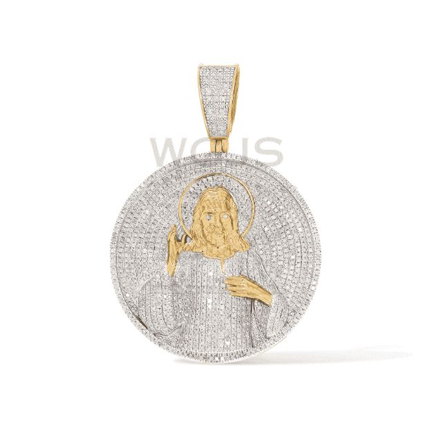 Diamond Jesus Halo Medallion 1.46 ct. 10k Yellow Gold