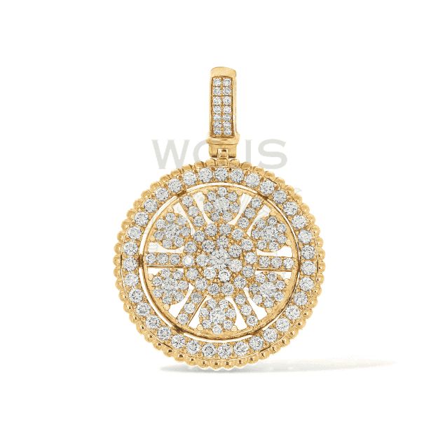 Round Design Diamond Pendant 3.03 ct. 14k Yellow Gold