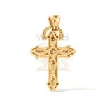 Diamond cross pendant with diamond bail.  1.67 ct. 14k Yellow Gold