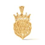 Black Enamel Diamond Lion Head Pendant 4.43 ct. 10k Yellow Gold