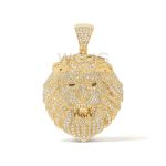 Diamond Lion Head Pendant 2.75ct. 10k Yellow Gold