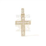 Round and Baguette Diamond Cross Pendant 1.35 ct. 14k Yellow Gold