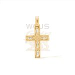 Round and Baguette Diamond Cross Pendant 1.35 ct. 14k Yellow Gold