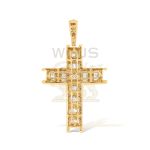 Baguette and Round Diamond Cross Pendant 3.36 ct. 10k Yellow Gold