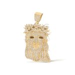 Diamond Jesus Head Pendant Thorn Crown 2.00 ct. 10k Yellow Gold