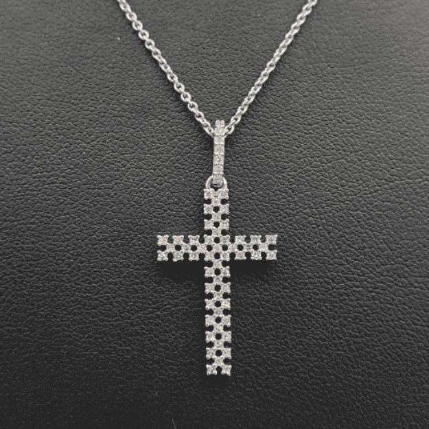 Diamond Cross with Gold Chain 0.35ct 14K White Gold