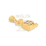 Diamond Moneybag Bitcoin Pendant 0.43 ct. 10k Yellow Gold