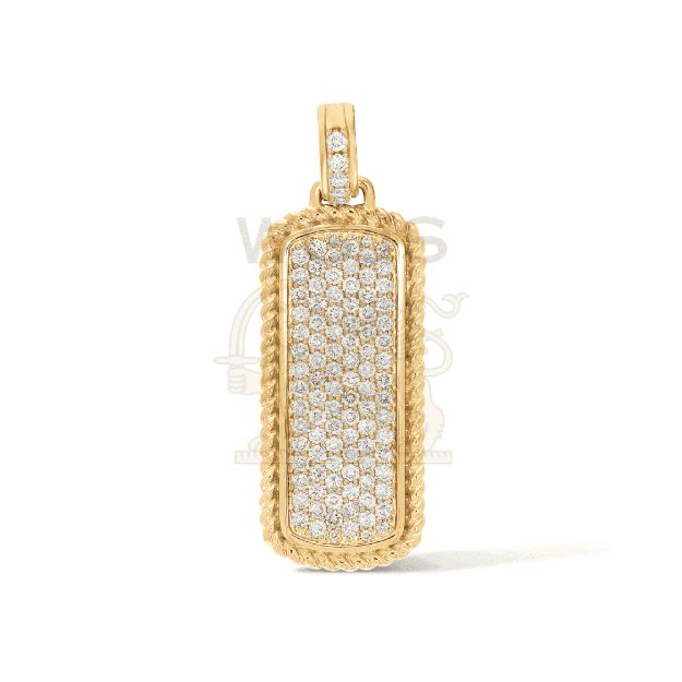 Diamond Dogtag Pendant 1.65ct. 14k Yellow Gold